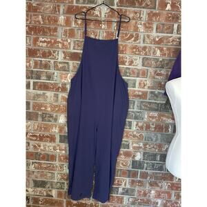 Yesno Blue Cotton Linen Sleeveless Baggy Wide Leg Jumpsuit Size 3X Minimalist